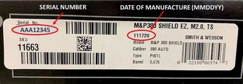 Mandp shield serial number lookup - 1 (100%) To find out when your M&P was made..look on the label on the box, under the SKU number is a smaller number. For example, on mine it's 9183..This means it was made in '09, on the 183rd day of the year..I got this little tidbit from the M&P forum.. Last edited by ralph; 09-10-10 at 08:40 .